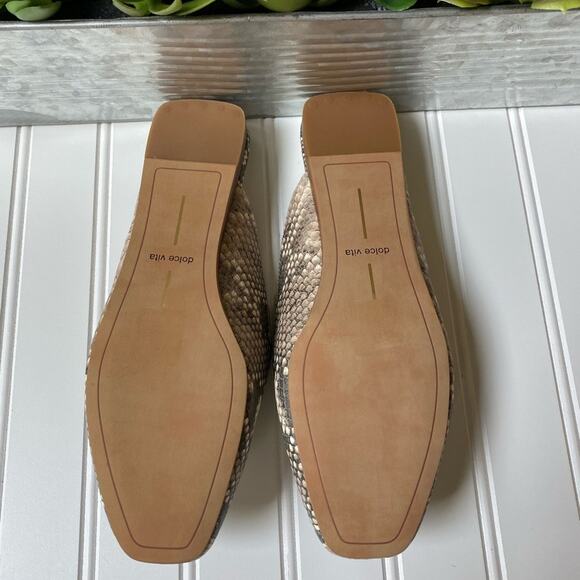 Dolce Vita mules sandals 6 snakeskin print slip on closed toe shoes tan gray NEW - Picture 7 of 8